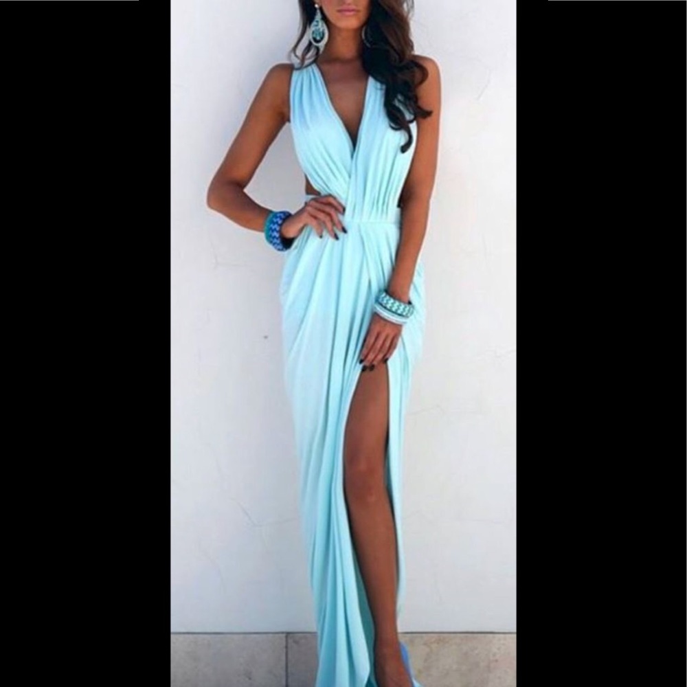 Low cut dress with slit